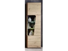 Vitrine >Filmer< in Artisan Eiche Nachbildung aus Metall - 62x205x37cm (BxHxT)