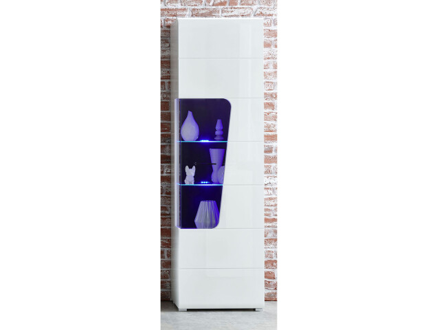 Vitrine >Filmer< in Weiß/Hochglanz aus Metall - 62x205x37cm (BxHxT)