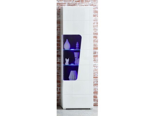 Vitrine >Filmer< in Weiß/Hochglanz aus Metall - 62x205x37cm (BxHxT)