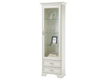 Vitrine >Valeria< in Used White aus Glas - 69x212x40cm (BxHxT)