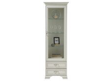 Vitrine >Valeria< in Used White aus Glas - 69x212x40cm (BxHxT)