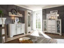 Vitrine >Valeria< in Used White aus Glas - 69x212x40cm (BxHxT)