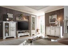 Highboard >Valeria< in Used White aus Glas - 94x126x38cm (BxHxT)