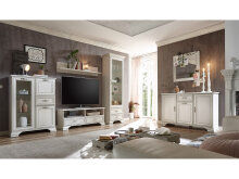 Highboard >Valeria< in Used White aus Glas - 94x126x38cm (BxHxT)