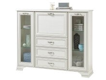 Highboard >Valeria< in Used White aus Glas -...