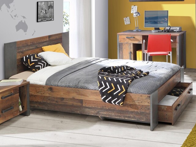 Bett in Schwarz - 60x90,5x204,9cm (BxHxT)