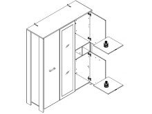 Drehtürenschrank >Celon< in Old Wood Vintage - 156,4x204,7x52,3cm (BxHxT)