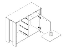 Kommode >Celon< in Old Wood Vintage - 106,7x86,3x41,6cm (BxHxT)