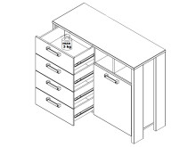 Kommode >Celon< in Old Wood Vintage - 106,7x86,3x41,6cm (BxHxT)