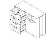 Kommode >Celon< in Old Wood Vintage - 106,7x86,3x41,6cm (BxHxT)