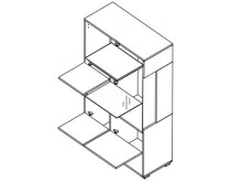 Wohnwand >Filmer< in Weiß matt Weiß-Hochglanz aus Metall - 322x205x47cm (BxHxT)