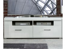 Wohnwand >Filmer< in Weiß matt Weiß-Hochglanz aus Metall - 322x205x47cm (BxHxT)