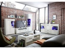 Wohnwand >Filmer< in Weiß matt Weiß-Hochglanz aus Metall - 322x205x47cm (BxHxT)