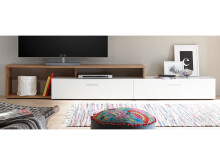 Wohnwand >Natalie< in Weiß aus Glas - 265x192x42cm (BxHxT)