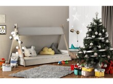 Kinderbett >Tulsa< in Perle-Weiß aus MDF - 220.2x140x113.3cm (BxHxT)