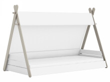 Kinderbett >Tulsa< in Perle-Weiß aus MDF - 220.2x140x113.3cm (BxHxT)