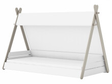 Kinderbett >Tulsa< in Perle-Weiß aus MDF - 220.2x140x113.3cm (BxHxT)
