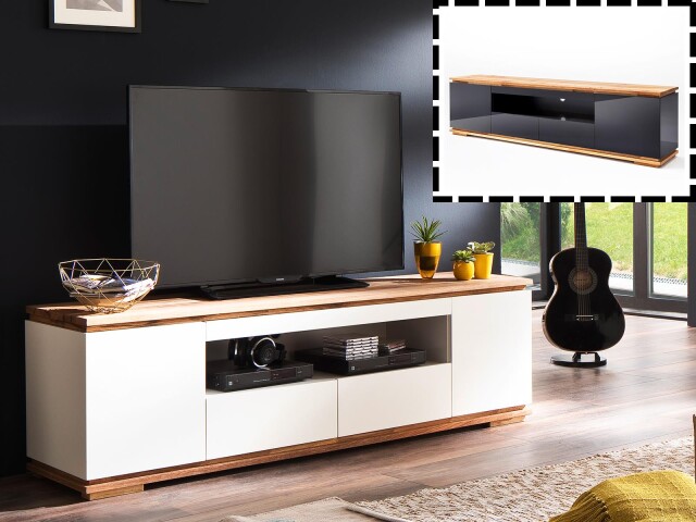 TV-Board >Charleston I< in Asteiche aus Massivholz - 202x54x40cm (BxHxT)