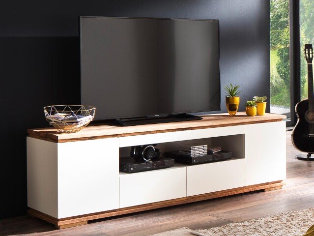 TV-Board >Charleston< in Asteiche aus Massivholz - 202x54x40cm (BxHxT)