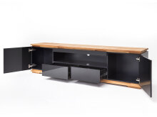 TV-Board >Charleston< in Asteiche aus Massivholz - 202x54x40cm (BxHxT)