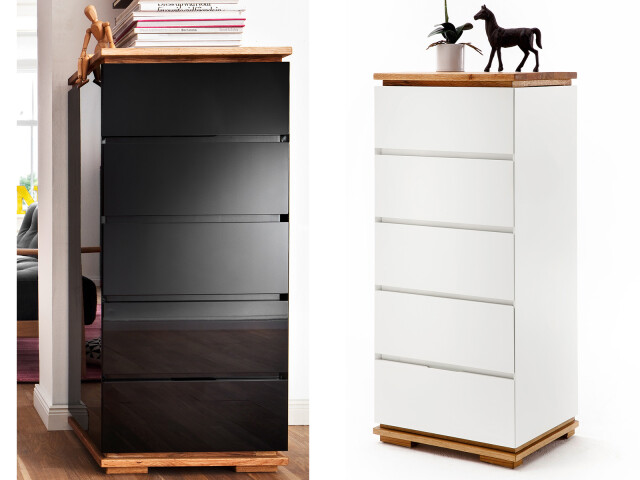 Schubkastenkommode >Charleston I< in Asteiche aus Massivholz - 51x115x40 (BxHxT)
