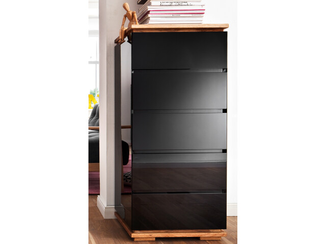 Schubkastenkommode >Charleston< in Asteiche aus Massivholz - 51x115x40cm (BxHxT)