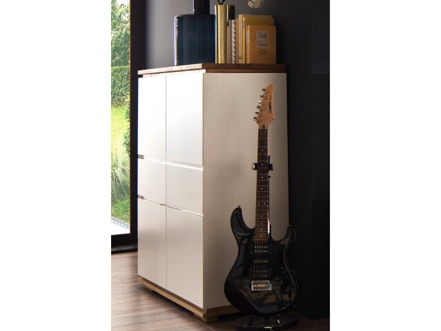 Highboard >Charleston< in Asteiche aus Massivholz - 102x115x40cm (BxHxT)
