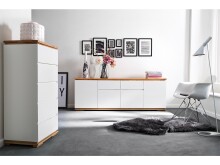 Sideboard >Charleston< in Weiß matt lackiert - 182x81x40cm (BxHxT)