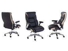 Chefsessel >Rayleigh< in Schwarz Beige aus Metall -...