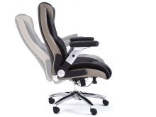 Chefsessel >Rayleigh< in Schwarz Beige aus Metall - 78x116x79cm (BxHxT)