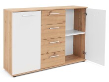Sideboard >Jacklin< in Artisan Eiche Weiß - 120x85x35cm (BxHxT)