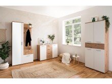 Sideboard >Jacklin< in Artisan Eiche Weiß - 120x85x35cm (BxHxT)