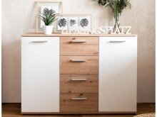 Sideboard >Jacklin< in Artisan Eiche Weiß - 120x85x35cm (BxHxT)