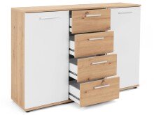 Sideboard >Jacklin< in Artisan Eiche Weiß - 120x85x35cm (BxHxT)