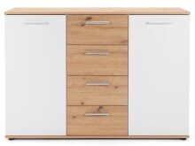 Sideboard >Jacklin< in Artisan Eiche Weiß - 120x85x35cm (BxHxT)