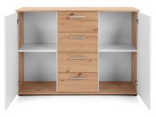 Sideboard >Jacklin< in Artisan Eiche Weiß - 120x85x35cm (BxHxT)