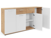 Sideboard >Jacklin< in Artisan Eiche Weiß - 160x85x35cm (BxHxT)