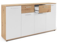 Sideboard >Jacklin< in Artisan Eiche Weiß - 160x85x35cm (BxHxT)