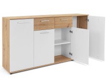 Sideboard >Jacklin< in Artisan Eiche Weiß - 160x85x35cm (BxHxT)