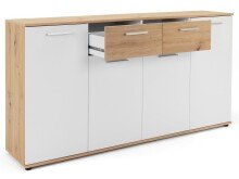 Sideboard >Jacklin< in Artisan Eiche Weiß - 160x85x35cm (BxHxT)