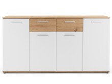 Sideboard >Jacklin< in Artisan Eiche Weiß - 160x85x35cm (BxHxT)