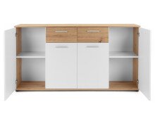 Sideboard >Jacklin< in Artisan Eiche Weiß - 160x85x35cm (BxHxT)
