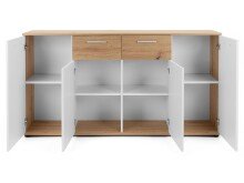 Sideboard >Jacklin< in Artisan Eiche Weiß - 160x85x35cm (BxHxT)