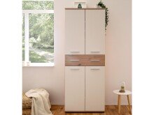 Schuhschrank >Jacklin I< in Artisan-Eiche Weiß - 70x185x35cm (BxHxT)