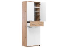 Schuhschrank >Jacklin I< in Artisan-Eiche Weiß - 70x185x35cm (BxHxT)