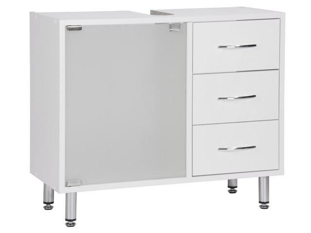 Waschbeckenunterschrank >Lancaster< in Weiß aus Kunststoff - 66x58x30cm (BxHxT)