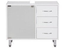 Waschbeckenunterschrank >Lancaster< in Weiß aus Kunststoff - 66x58x30cm (BxHxT)