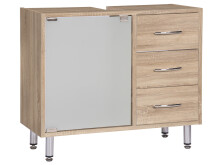 Waschbeckenunterschrank >Lancaster< in Sonoma Eiche - 66x58x30 (BxHxT)