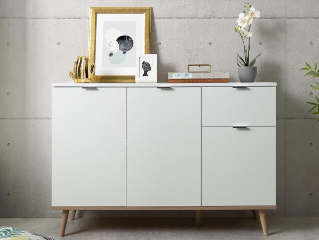 Kommode >Dalarna< in Weiß aus Metall - 120x85x40cm (BxHxT)