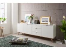 Sideboard >Dalarna< in Weiß aus Metall - 200x68x40cm (BxHxT)